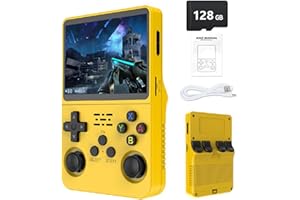 ZIKYNN R36S Retro Handheld Game Console with 3.5" IPS Display, 64/128GB and 21,000+ Classic Games, Open Source Linux System, Screen Portable Pocket Video Player (Yellow-128G)