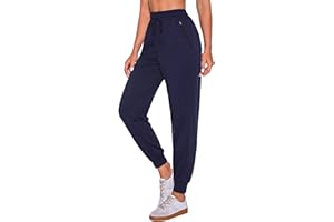 Terecey Damskie bawełniane spodnie do biegania długie miękkie spodnie sportowe z kieszeniami na zamek błyskawiczny do biegania, treningu fitness