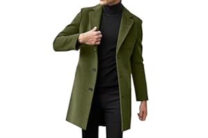 POIUIYQA Abrigo De Lana CáLido Para Hombre, Abrigo De Invierno, Chaqueta De Hombre, Abrigo Largo, Corte Ajustado, Abrigo De Lana, Abrigo De Entretiempo, Gabardina De Invierno, Chaqueta Larga Para El