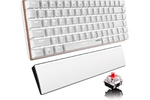 HOOPOND Mechanical Keyboard Wrist Rest AK33 White LED Backlit USB Cable Gaming Mechanical Keyboard, 82-key Compact Gaming Keyboard PU Leather Memory Foam Wrist Rest for Gamers & Typists (Red switch, White)