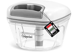 ‎GEEDEL Geedel Onion Cutter, 500 ml Onion Chopper with Pulley, Vegetable Chopper Manual with Stainless Steel Blades, Multi Chopper Onion Chopper for Vegetables, Fruits, Onions, Garlic, Nuts
