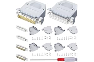 DAOKAI DB25 Conector Kit Adaptador,25PIN RS232 Terminal Adapter Breakout Board,D-SUB Male/Female Solder Cup Connectors,DB9 Plastic Shell Cover(3PCS Male + 3PCS Female)