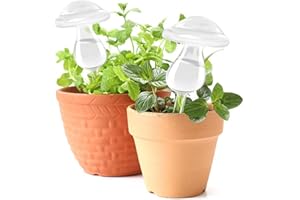 E-feilai - Glas-Bewässerungsspieß, Bewässerungskugeln Pilze für Pflanzen, Selbstbewässernde Glühbirnen für Zimmerpflanzen, Garten und Balkon (2 Transparent Pilze)