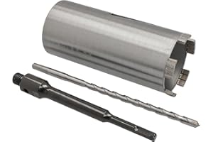 BTEC Diamant Betonbohrkrone mit 180mm Nutzlänge für Kernbohrungen in Beton, Mauerwerk Ziegel, Poroton uvm. SDS-plus lang (200mm) Aufnahme und Zentrierbohrer Ø 82 mm