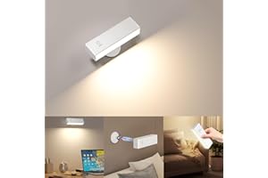 YiLaie Lámpara de Pared LED con Batería de 4000mAh, Carga USB, Control TáCtil, Aplique de Pared Regulable, Luz de Lectura 360° Giratoria, Lamparas de Mesita de Noche Magnetica