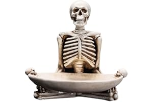 FSLLWGWG Halloween Deko,Schlüsselschale, Süßigkeiten Schale, Schädel Dekoschale,Schmuckschale, Blumentopf,Vintage Skeleton Tischdekoration für Party Dekoration und Flurdeko und Wohnzimmer Aufbewahrung (Weiß)