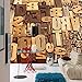 Produktbild Kuamai Wallpaper 3D Retro Nostalgie Holz Graviert Englisch Hintergrund Wall 3D Stereo Wandbild Wohnzimmer Schlafzimmer Büro Restaurant Wandbild-200X140Cm