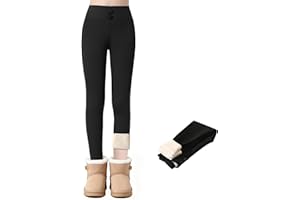 JinBei Leggings Térmicos Niñas Forro Polar, Invierno Grueso Largos Pantalones con Bolsillos Suaves Cintura Alta Mallas Infantiles Elástico Termico Pantalón Ropa Adolescentes Unicolor, 4-16 Años