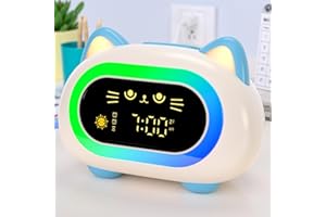 hansang Alarm Clock for Kids, Ok to Wake Clock for Kids with Eye Protection Sleep Training Auto Off Feature 10 Night Light Dual Alarm, Kids Alarm Clock for Girls