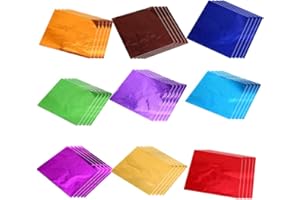 NUOBESTY 900 Stücke Bunte Gold Blatt Imitation Blattgold Folie Papier Schlagmetall Goldpapier für Schleim Kunst DIY Vergoldung Handwerk Rahmen Möbel Dekoration