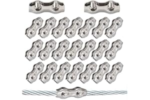 AISHOW 20 Stück Duplex Klemme M3 Seilklemme Drahtseil Clamp 304 Edelstahl Drahtseilklemmen Duplex Clips für 3mm Stahlseil Seil Takelage