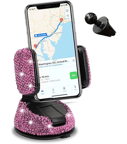 Supporto Per Telefono Con Strass Per Auto Presa D'aria In Cristallo Supporto Per Sfiato Telefono Clip Diaantata Per Interni Auto Supporto Per Sartph - Foto 2