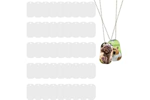 AIEX 15 Pezzi Medagliette per Cani Personalizzate, Targhetta Cane con Incisione con 15 Pezzi Catene a Sfera 1 Nastro a Sublimazione Medagliette Identificative in Alluminio Militare Stile Sublimazione