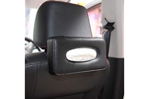 HerMia Leather Tissue Holder for Car, Car Back Seat Headrest Hanging Tissue Boxes Holder Case, Multi-use Car Tissue Paper Holder with One Tissue Refill for Car & Truck (Black)