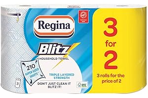 Regina Blitz Kitchen Towel Extra Large Roll 3ply Super Absorbent Paper, Pack of 3