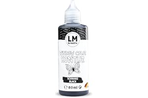 LM-KREATIV LM Window Color Contorno 80 ml - Nero - Colori per Finestre per Fai Da Te e Pittura, Decorazione nella Cameretta dei Bambini, su Bottiglie, Specchi o Piastrelle