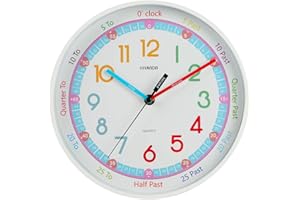 HYLANDA Wanduhr Kinder, 25cm Farbenfrohe Kinderwanduhr, Quartz Lautlose mit ohne Tickgeräusche Für Jungen und Mädchen, Wohnzimmer, Klassenzimmer