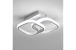 Lumiup Modern LED Ceiling Lights, Square White Light Fixture Ceiling Lighting, 19W 6500K Flush Ceiling Light Fittings Ceilings for Living Room, Bedroom, Kitchen, Hallway
