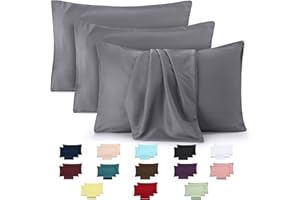 Utopia Bedding - 4 Pack Pillow Cases - OEKO-TEX - Standard Size 50x75 cm - 100% Brushed Microfiber Pillowcases with Envelope Closure, pillows not included - Wrinkle, Fade, & Stain Resistant - Grey