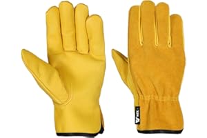 WFX Guanti da lavoro in pelle da lavoro, da giardinaggio, a prova di spine, da giardino, da costruzione, resistente, per uomini e donne, struttura traspirante e flessibile (XL)