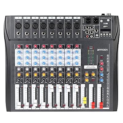 ammoon CT80S-USB 8 Canaux Mic Ligne Numérique de Mixage Audio Mixer Console avec 48V Phantom Puissance pour l'enregistrement DJ scène Karaoke Musique Appreciation