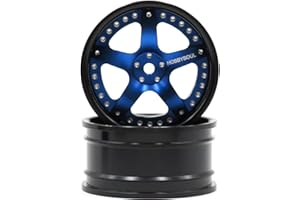 hobbysoul 2pcs RC 1/10 Aluminum Alloy Wheel Rims Hex 12mm Adjustable Offset Black & Blue Color Fit 1:10 RC On Road Drift Touring Car Tires