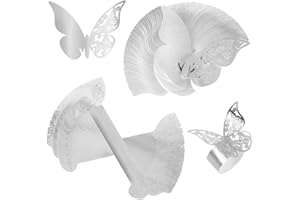 ESLOYSUN Lot de 100 Ronds de Serviette, 3D Carte de Verre Marque Place Forme de Papillon Ajouré Décoration de Table pour Fêtes, Mariage Serviettes, Décoration de Table, Restaurant, Anniversaire(Violet)