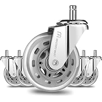 Set 5 Ruote Per Sedia Ufficio Mastery Mart - Ø60mm, Perno 11x22mm, Per Pavimenti Duri, Nero - Foto 6