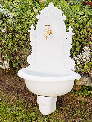 Waschbecken Wandbrunnen Wein Garten Alu weiss antik Stil Brunnen Waschplatz Bad - 4