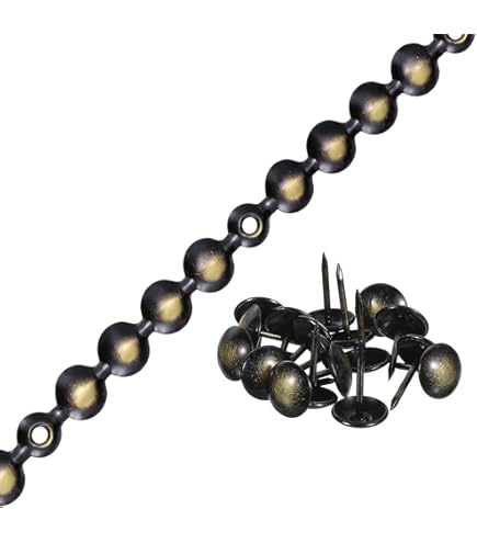 Chiodi Decorativi Per Tappezzeria Quarkzman - 5 Strisce Da 1 Metro Con Chiodi Lucido Nero-oro, Per Divani E Sedie - Foto 4