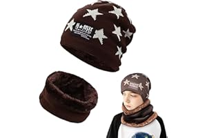 AOMAIGAD Enfants Bonnet, Bonnet Chaud écharpe Ensemble pour Enfants,Bonnet Echarpe Ensemble,pour Enfants Garçons Filles 5-15 Ans
