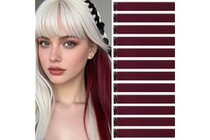 JOOCEEBABY Burgundowe pasma włosów do wpięcia, 12 sztuk, 55 cm, pasemka włosów do warkoczyków/plecionych fryzur, pojedyncze pasemka, kolorowe pasma włosów dla dzieci