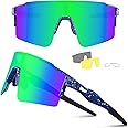 Ukoly Cycling Sunglasses for Men Women with 3 Interchangeable Lenses, Polarized Sports Sunglasses, Baseball Sunglasses