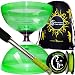 Produktbild Juggle Dream HURRICANE (Grun) Große Profi Diabolo Set mit Freiläufer (3K Dreifach-Kugellager), Diablo Ali Handstäbe + 10m ULTRA-SPIN Pro Diaboloschnur +Reisetasche! (The Best Freilaufdiabolo) Jongliergeräteräte