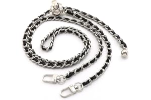 CCAIPU Taschenkette, Handtasche Kettenriemen Damen Taschenkette Gold Metall Verstellbar Kette Trageriemen Trageriemen Umhängetasche Ersatz Handtasche Ketten (Silber/Schwarz-B)