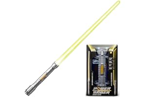 POWER SABER - Jaune - Exclu Amazon - Sabre Laser pour Enfants dès 6 ans - Extensible et Rétractable Automatiquement - Laser Lumineux Réaliste et Sûr - Combat Intergalactique - 30cm/ Déployé 89 cm