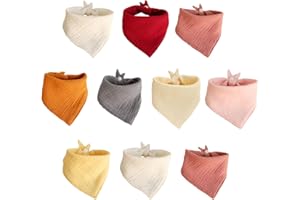 TOFFCAEA Bavoirs Bébé Bandana Bavoir, Bébé Bavoir Triangle,100% Coton Biologique, avec 2 Bouton Réglable, Doux Absorbant Respirent, pour les nouveau nés, les nourrissons et les tout petits