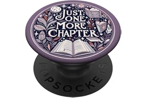 CUTE FLOWER LIBRARIAN BOOKTOK BOOK LOVER DESIGN CO Just One More Chapter Book Reading Bookish Botanical Purple PopSockets PopGrip Adhésif