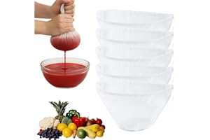 JRSHIRLEYLTD 5 sacchetti per latte di noce, biologici, lavabili con coulisse, panno a maglia fine, riutilizzabili, a forma di ciotola, in nylon, con sacchetto filtro con coulisse