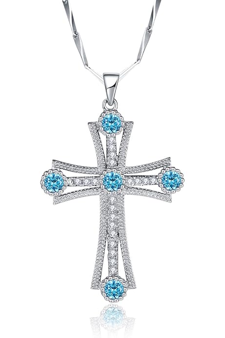 Cubic Zirconia Fleurette Cross Necklace 