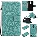 Produktbild Hozor PU Leder Hülle für LG Stylo 3 Plus / Stylus 3 Plus Embossing Prägung Blumen Muster Ledertasche Weiche TPU Soft Rückseite Abdeckung Handytasche Bumper Schutzhülle Brieftasche Flip Case Wallet Cover Bookstyle Handyhülle Tasche Anti-Scratch Shell Folio Klapphülle mit Standfunktion Magnetverschluss und Kredit Kartenfächer - Hellgrün