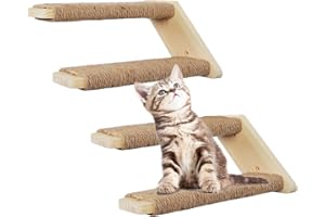 Arquiel Mur d'escalade pour Chats, Lot De 2 Escaliers pour Chat Escalier éTagèRe Murale à Quatre Marches pour Chat Mural pour Chat Ur d'escalade