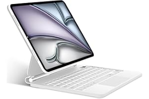 SENGBIRCH Magic Keyboard with Case for iPad Air 11 Inch (M2 2024) - German QWERTZ Layout Backlight Multi-Trackpad Keyboard for iPad Pro 11 Inch 4th/3rd/2nd/1, White