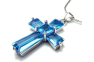 RIZILIA Croce Pendente Con 18" Catena & Trapezoid Taglio Quadrato CZ [7 Colori Disponibili] In Placcato In Oro Bianco, Semplice Ed Elegante Moderno