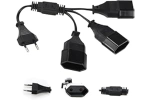 CHEVVY 30CM 3 in 1 Cavo di Prolunga di Alimentazione Tipo C Maschio Cavo di prolunga con spina UE per TV Computer Monitor Beamer, Nero