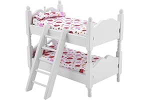 JOYIAL Loft Bed,1:12 Scale Wooden Dollhouse Furniture Miniature Mini Bunk Bed - Simple for Doll House, Miniature Accessory Children's Bedroom Set Play Toy(size:Gloves pattern)