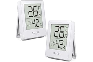 MAVORI® 2 Pcs Combinaison Avancée Hygromètre Et Thermometre Maison Interieur| Capteur Humidité De Température Et D'humidité Pour La Maison| Hygromètre Thermometre Chambre Humidité Interieur (Blanc)