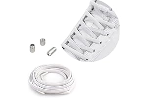 HooySprs No Tie Elastic Shoelaces,Flat Shoelaces with Metal Buckles, Shoelaces Replacement, Elastic No Tie Shoe Laces for Sneakers Kids/Adults Adjustable Laces