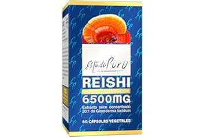 Reishi Estado Puro 6500mg con Vitamina C - Extracto Concentrado 20:1 de Hongo Ganoderma lucidum - Inmunidad y Antioxidante - 60 Cápsulas Vegetales de Tongil