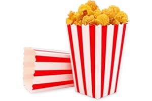 HUOBERR Popcorn Tüten,30 Stück PopcornTüten-Rot-Weiß Gestreifte Kleine Popcorntüte,Candytüten Partytüten Set Für Party,Familienfeier,Geburtstagsfeier